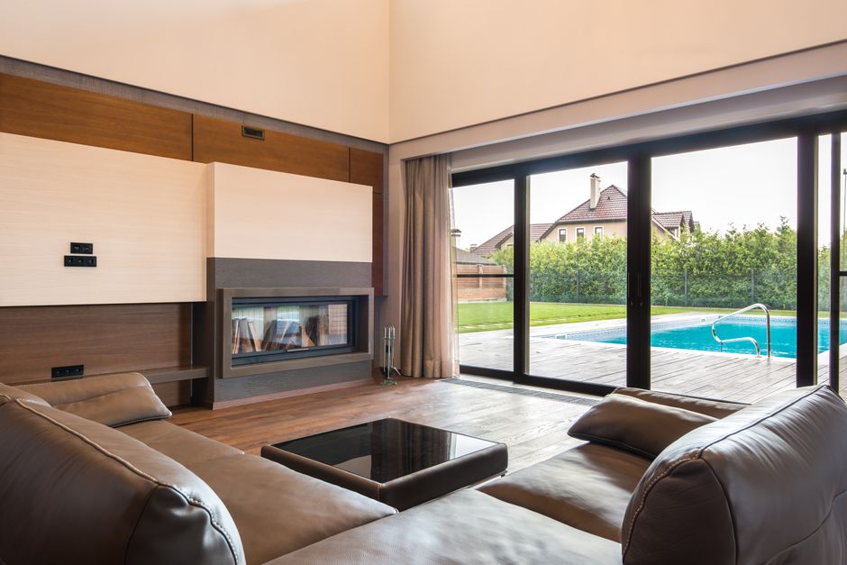 Beautiful sliding glass patio door and double hung windows